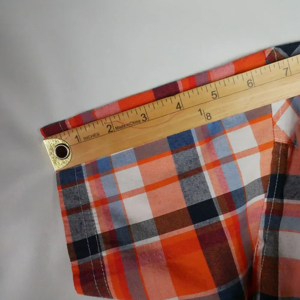 Carter’s Boy Size M 10-12 Plaid Short Sleeve Orange Pearl Button Shirt